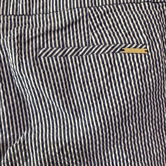 Anne Klein Striped Blue and White Pants with Gold Button Accents Size 10 - Picture 3 of 6